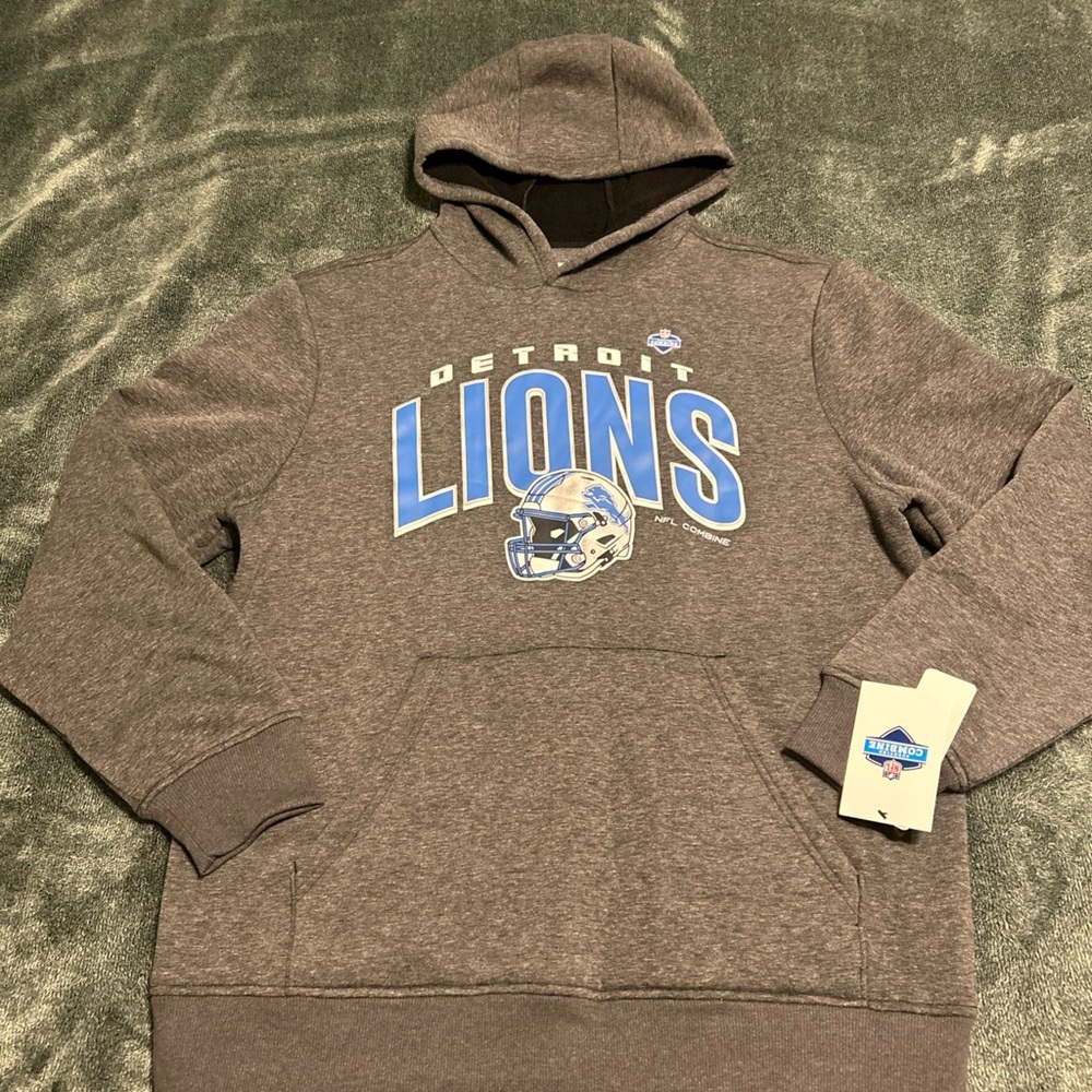 Detroit Lions combine Men’s grey hoodie size L NEW